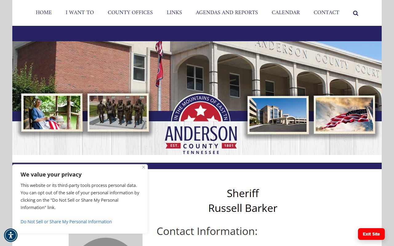 Anderson County Warrant Records for the Anderson County Sheriff's Office