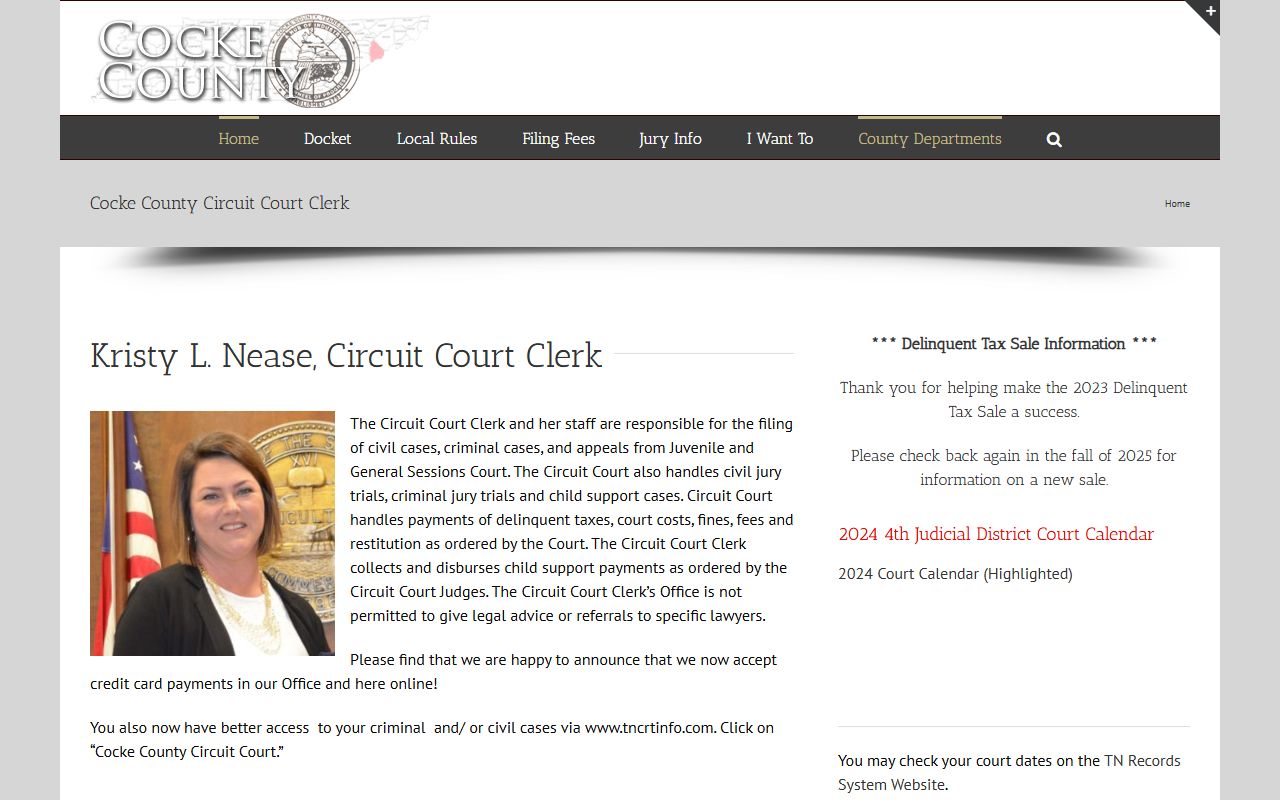 Cocke County Warrant Records at the Circuit Court Clerk