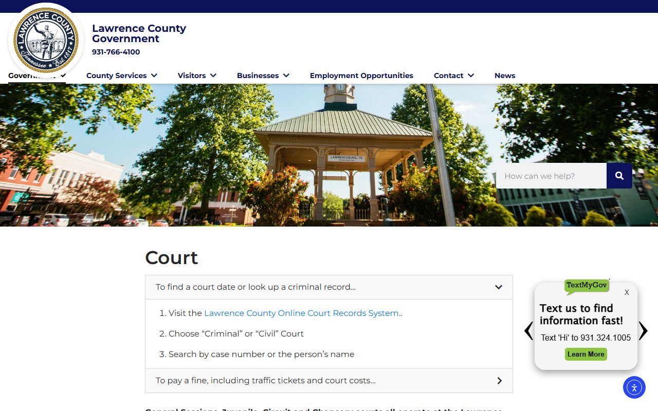 Lawrence County warrant records image from county court