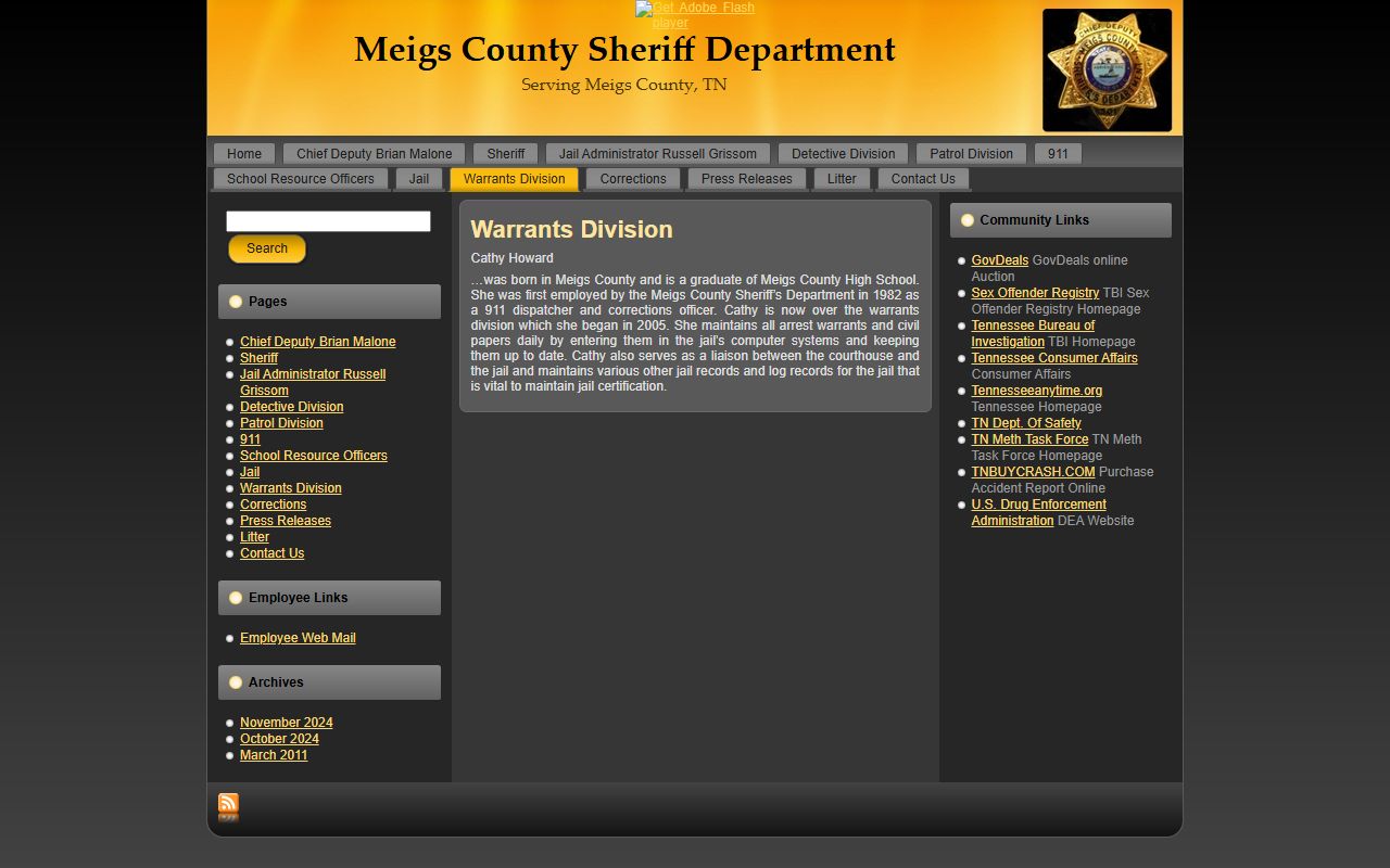 Meigs County Warrant Records Meigs County warrants division page