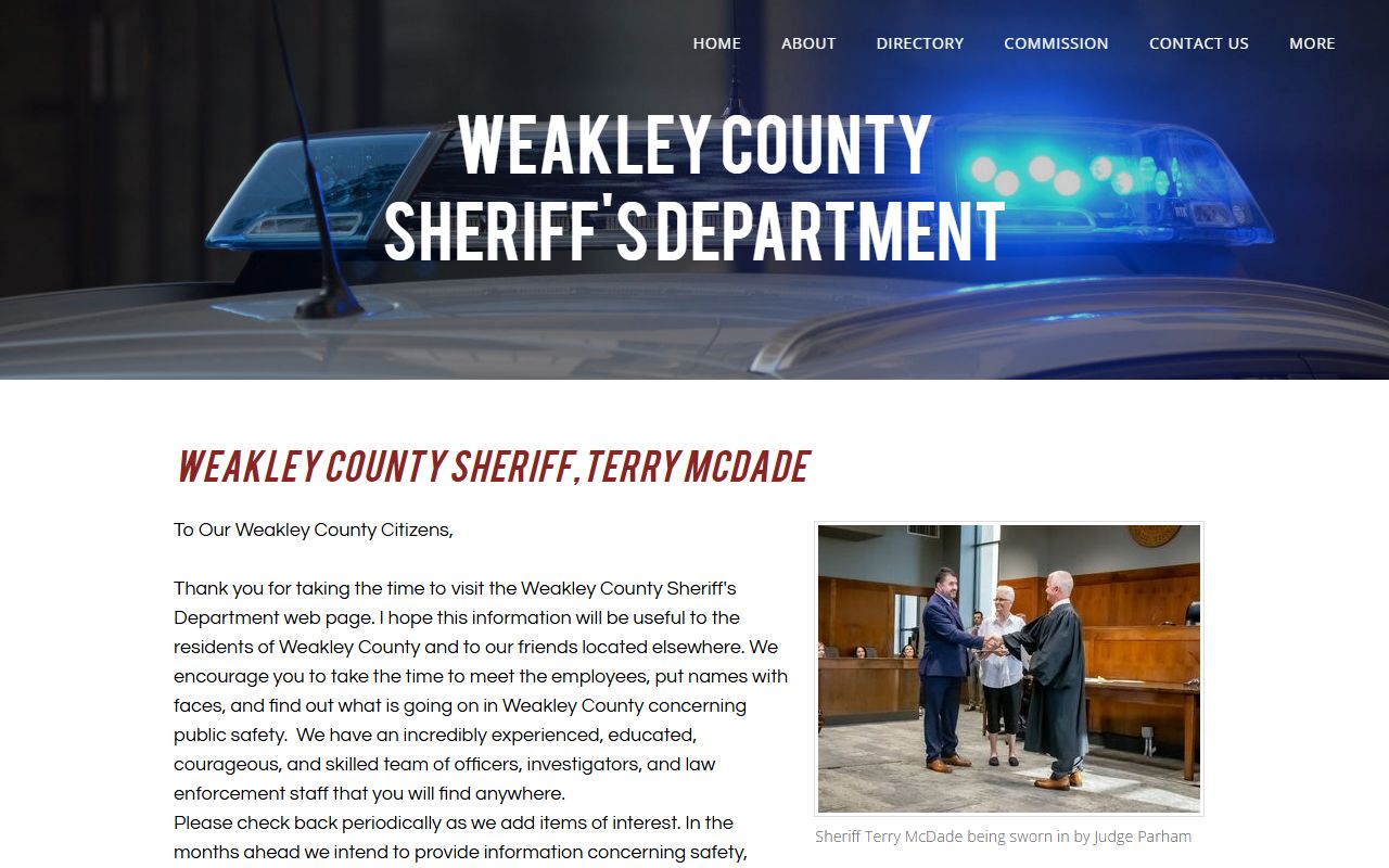 Weakley County warrant records image from the sheriff department official page