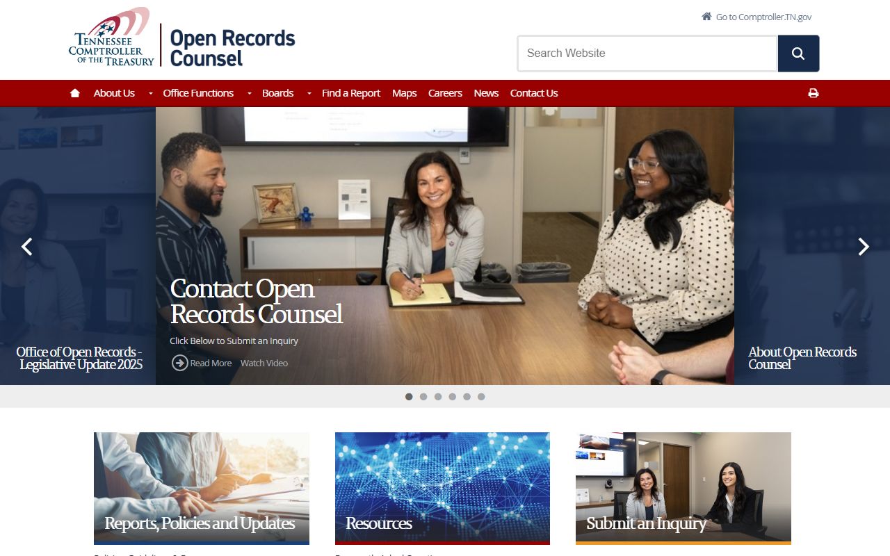 Tennessee Warrant Records Office of Open Records Counsel page