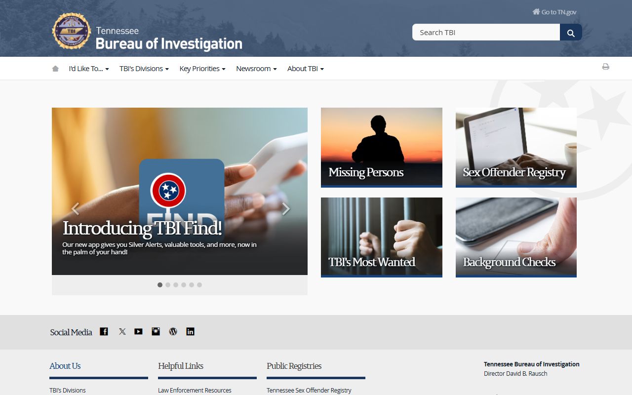 Tennessee Warrant Records Tennessee Bureau of Investigation page