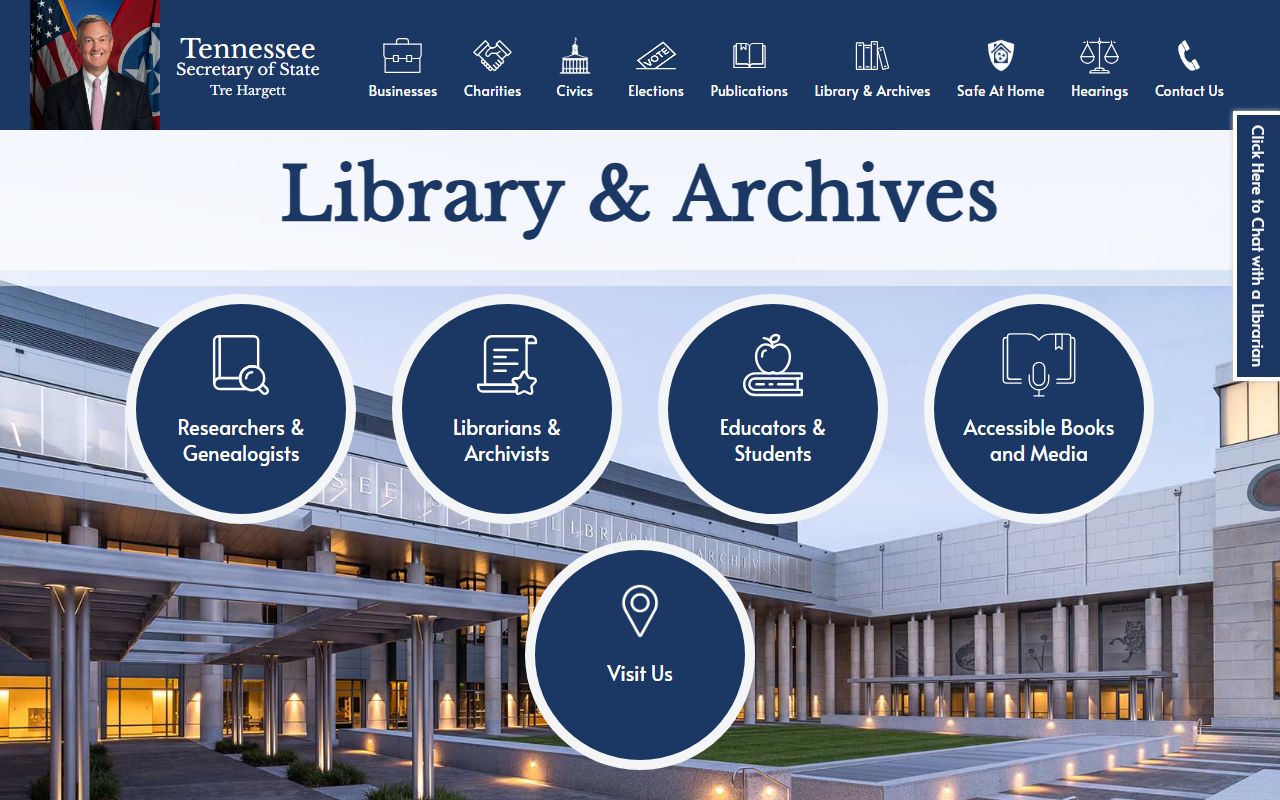 Tennessee Warrant Records State Library and Archives page